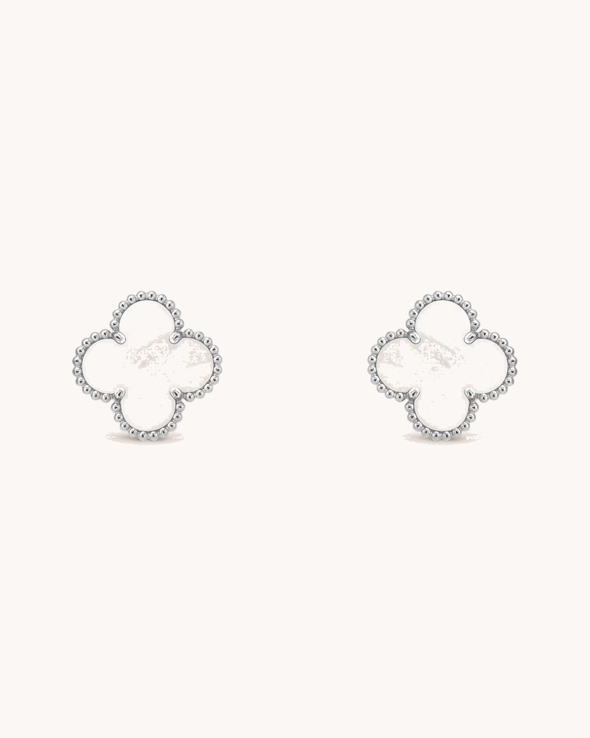 Mayceline Four Leaf Clover Earrings — 18K white gold, Mother of pearl