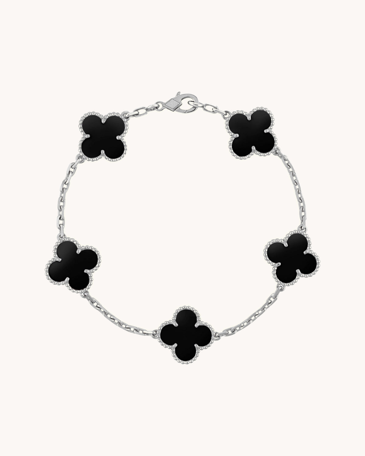 CLOVER | Black/Silver Bracelet