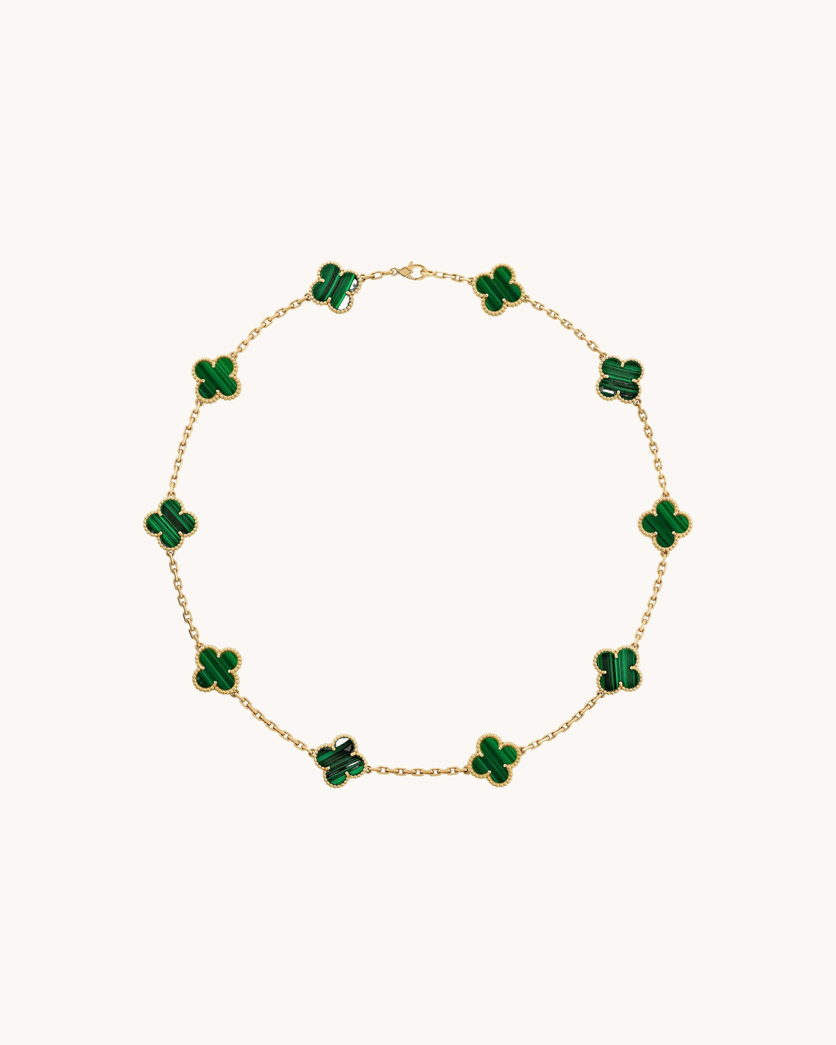 Mayceline Four Leaf Clover Necklace, 10 Motifs — 18K Yellow Gold, Malachite — image 1
