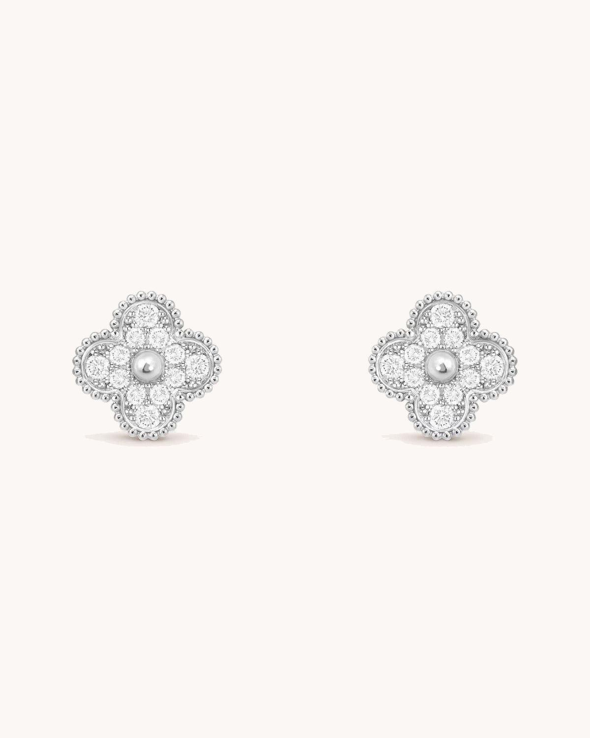 Mayceline Four Leaf Clover Earrings — Diamond 18K white gold