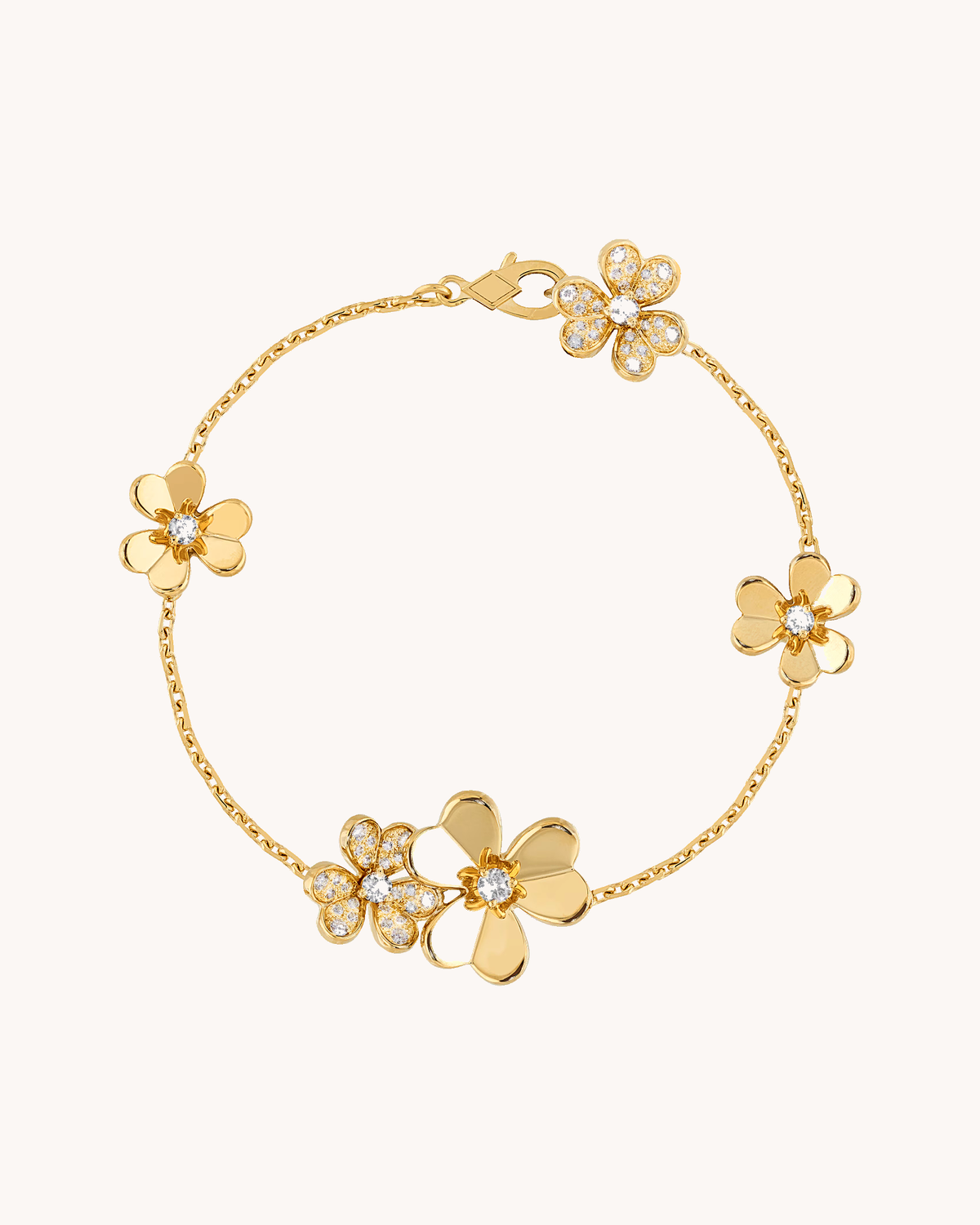 Mayceline Fleur de Lumière Bracelet, 5 Flowers — Diamond 18K Yellow Gold