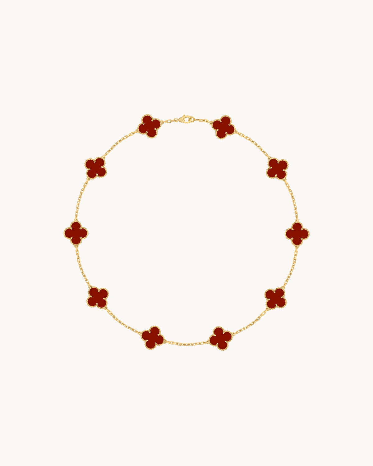 Mayceline Four Leaf Clover Necklace, 10 Motifs — 18K Yellow Gold, Carnelian — image 1