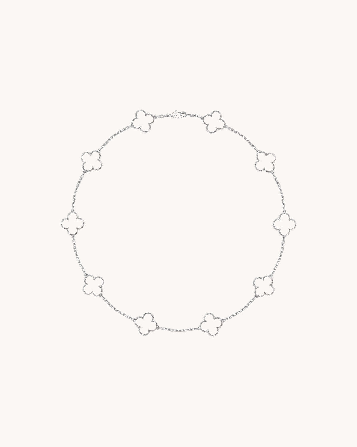Mayceline Four Leaf Clover Necklace, 10 Motifs — 18K White Gold, Mother of Pearl — image 1
