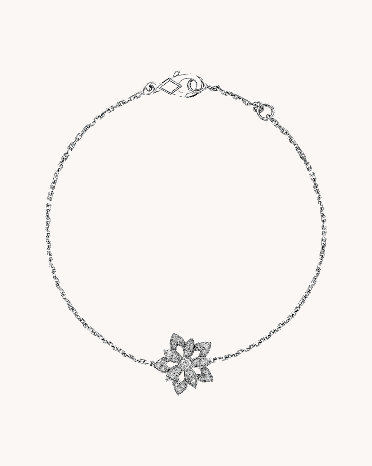 Mayceline Lotus Bloom Bracelet, Mini Model — Diamond 18K White Gold