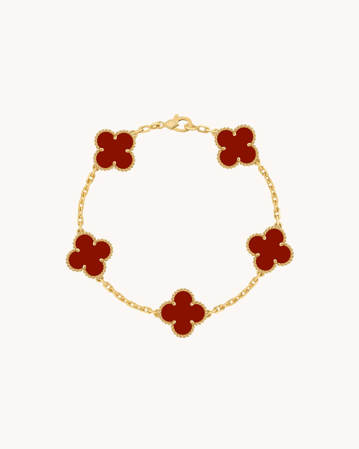 Mayceline Four Leaf Clover Bracelet — 18K Yellow Gold, Carnelian — image 1