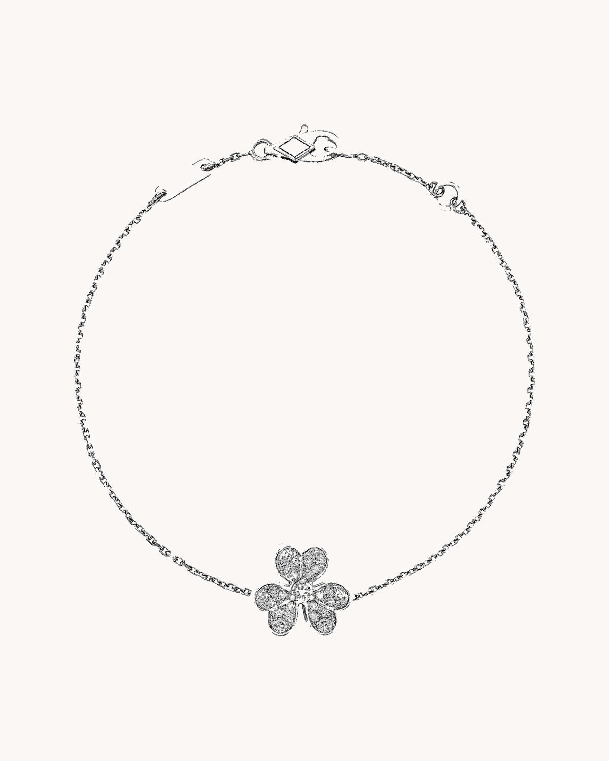 Mayceline Fleur de Lumière Pendant Bracelet, Mini Model — Diamond 18K White Gold