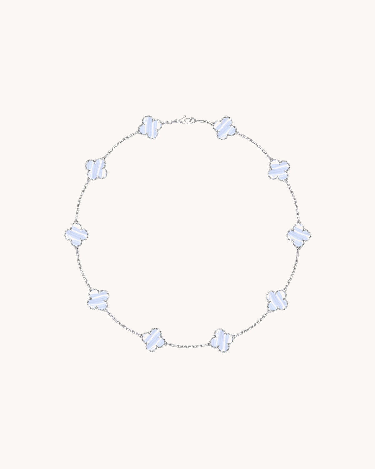 Mayceline Four Leaf Clover Necklace, 10 Motifs — 18K White Gold, Chalcedony — image 1