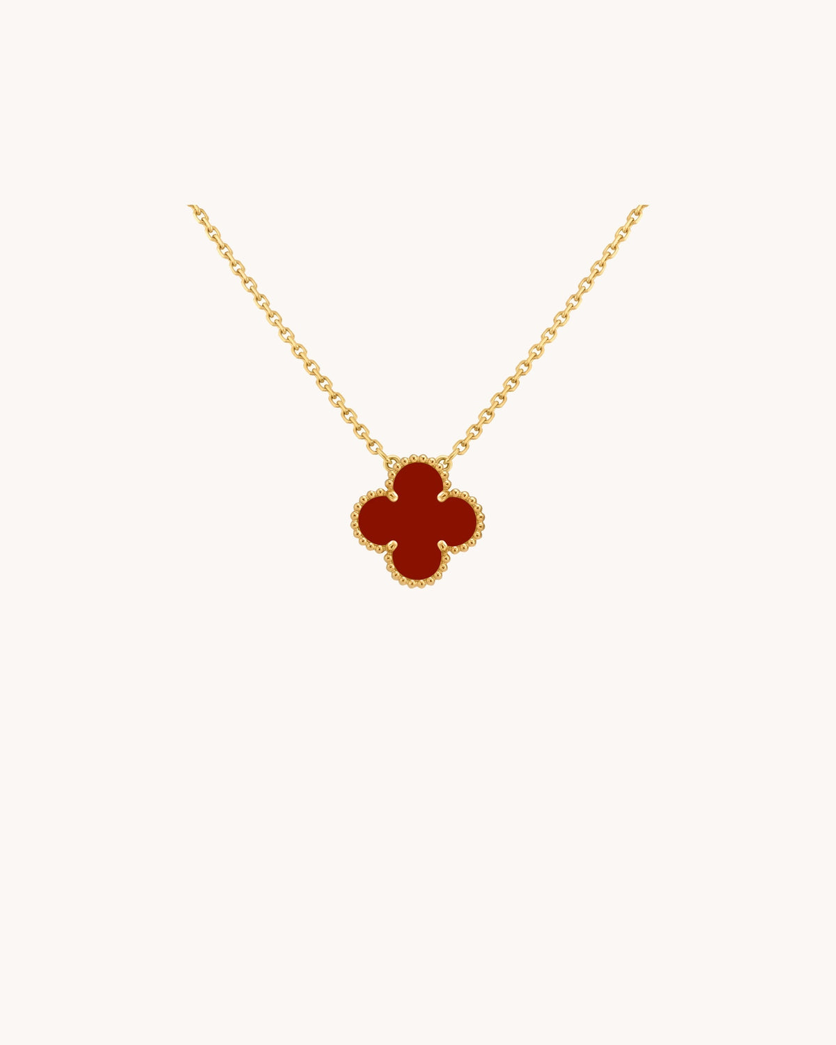 Mayceline Four Leaf Clover Necklace — 18K Yellow Gold, Carnelian — image 1