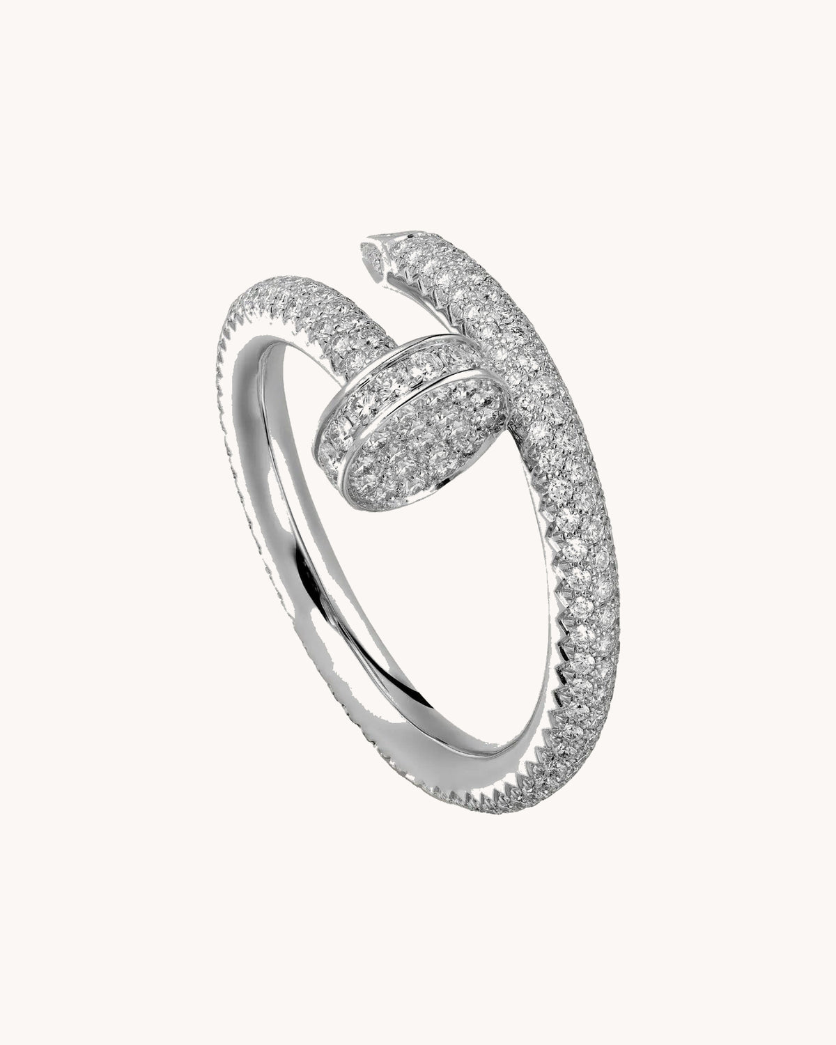 Mayceline Linéa Clou Pavé Ring — White Gold