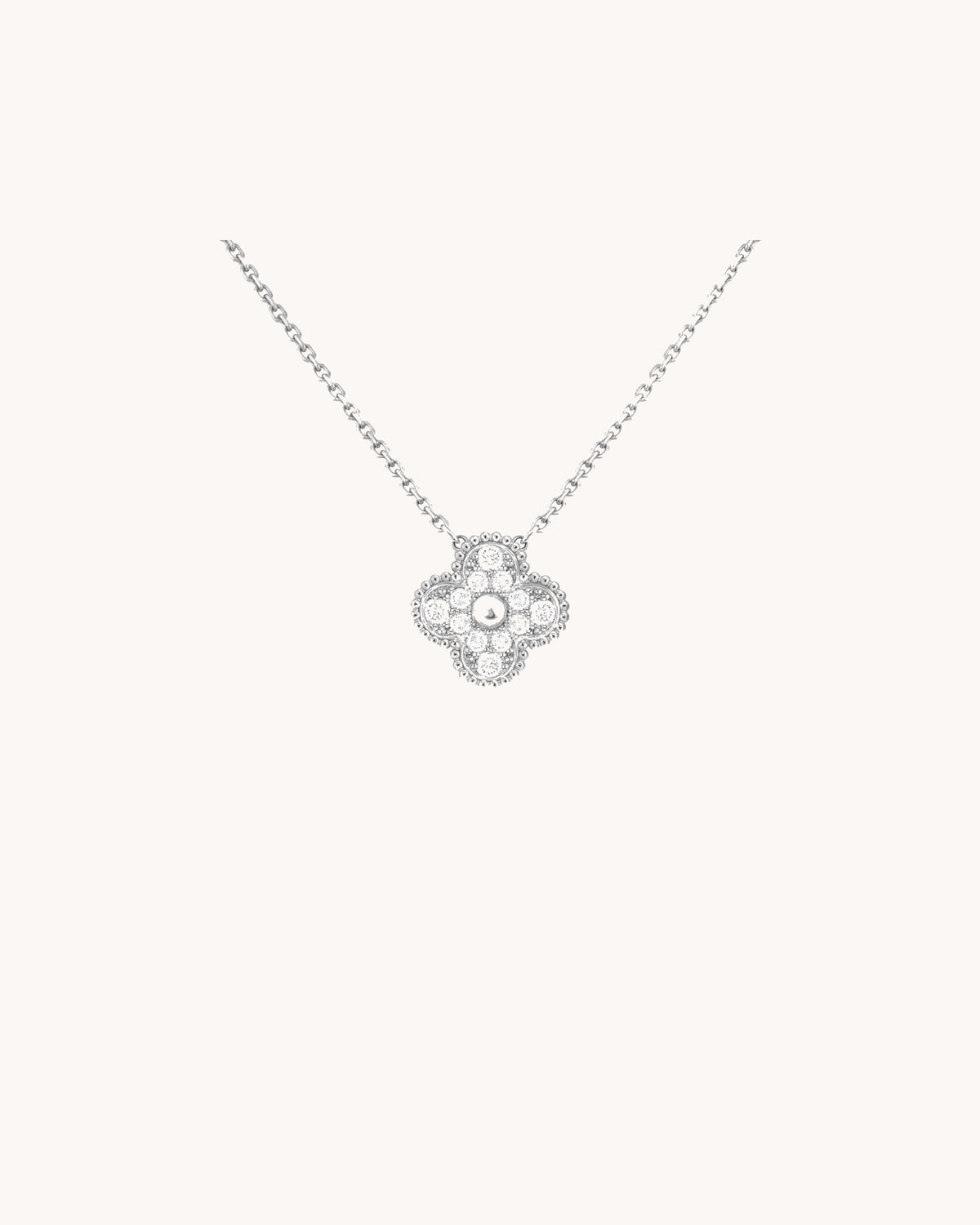 Mayceline Four Leaf Clover Necklace — Diamond 18K White Gold — image 1