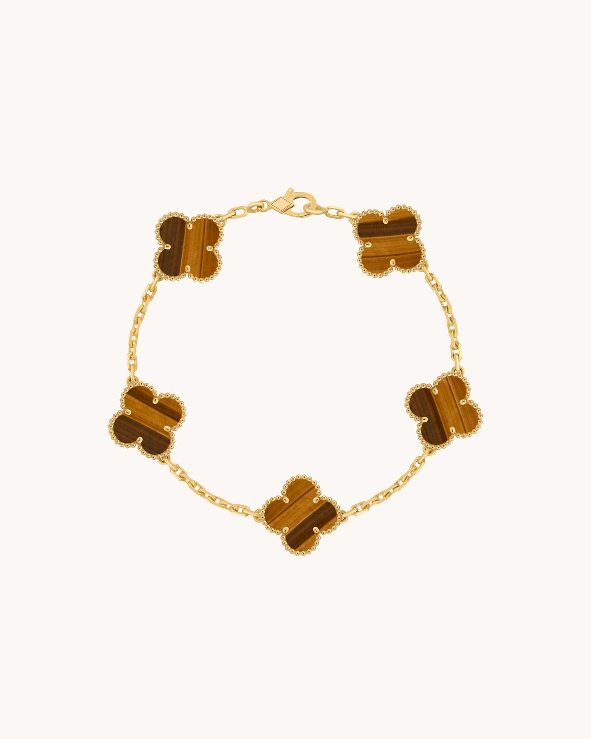 Mayceline Four Leaf Clover Bracelet — 18K Yellow Gold, Tiger Eye — image 1