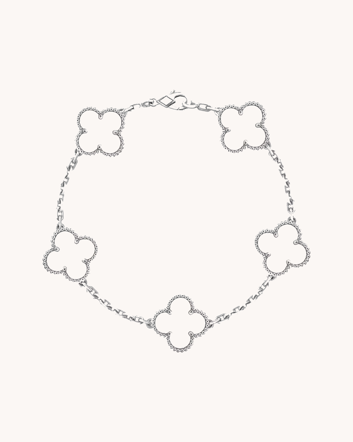 Mayceline Four Leaf Clover Bracelet — 18K White Gold, Mother of Pearl