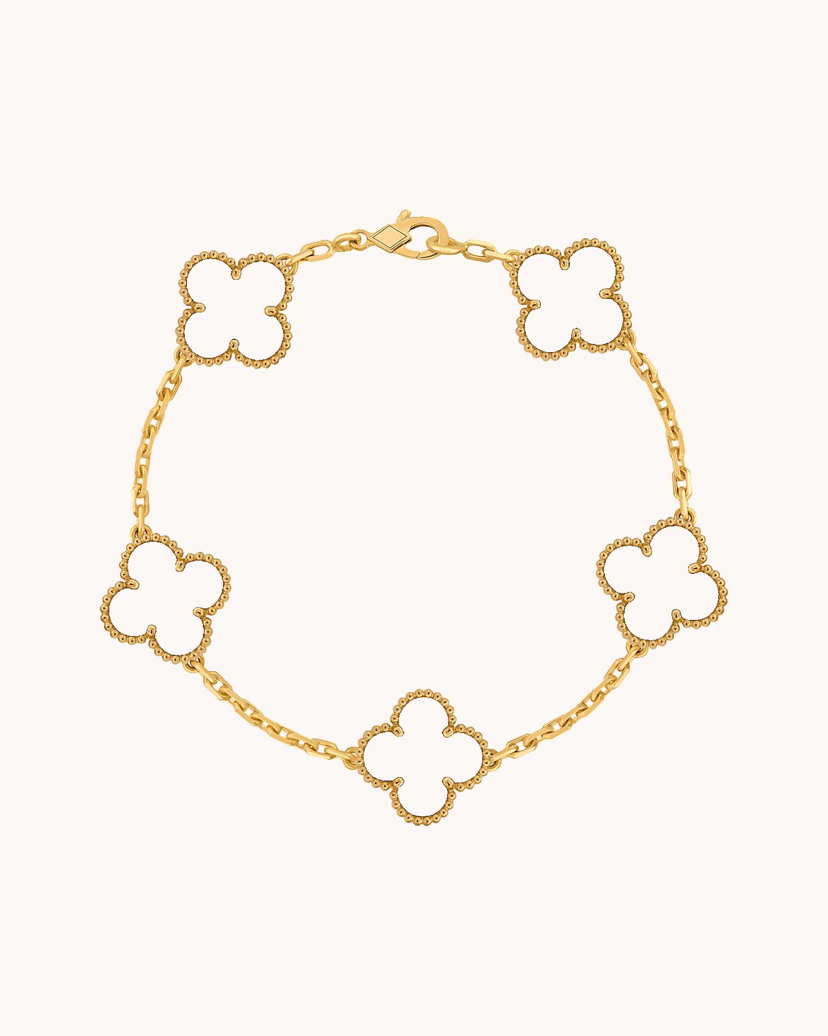 Mayceline Four Leaf Clover Bracelet — 18K Yellow Gold, Onyx