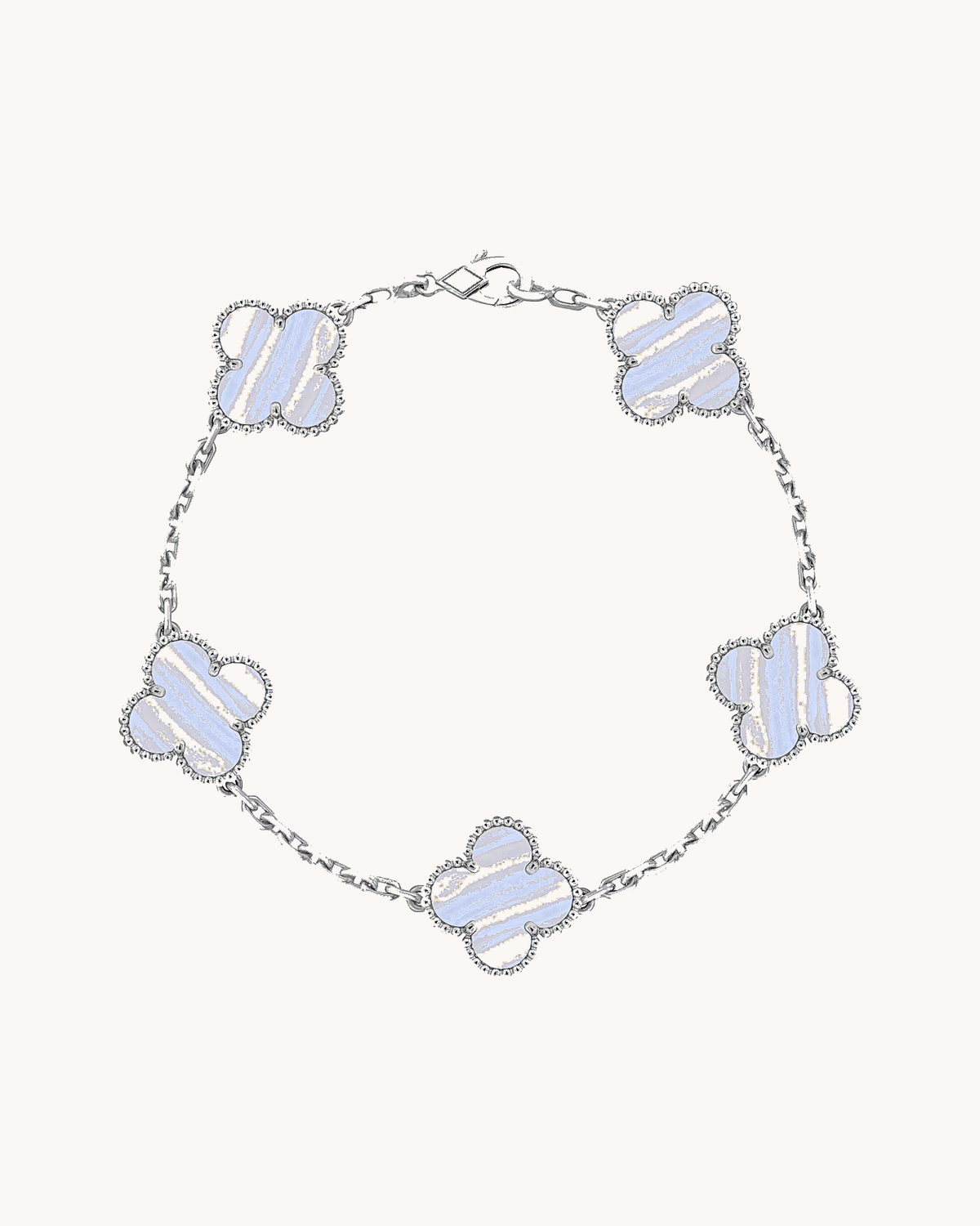Mayceline Four Leaf Clover Bracelet — 18K White Gold, Chalcedony