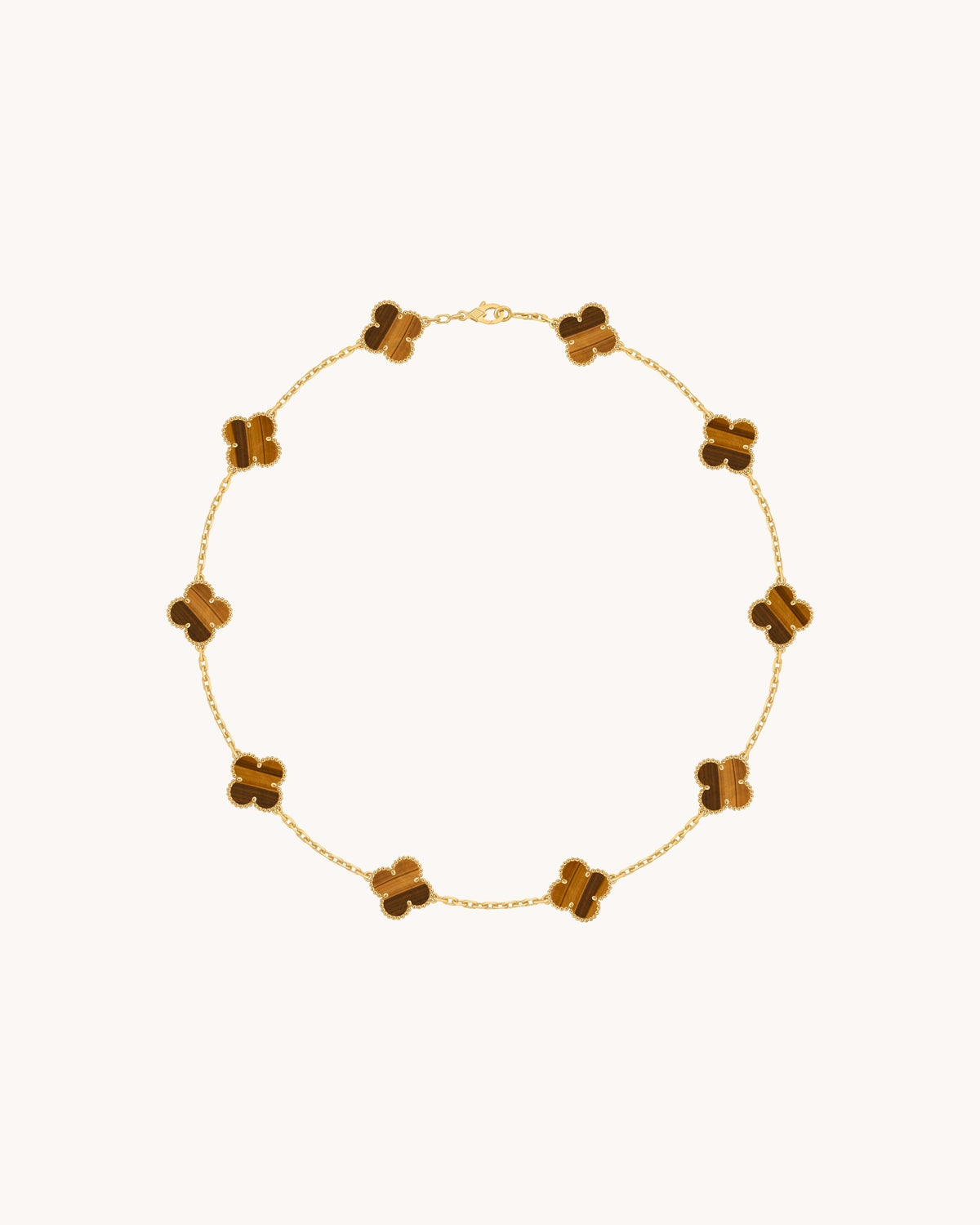 Mayceline Four Leaf Clover Necklace, 10 Motifs — 18K Yellow Gold, Tiger Eye — image 1