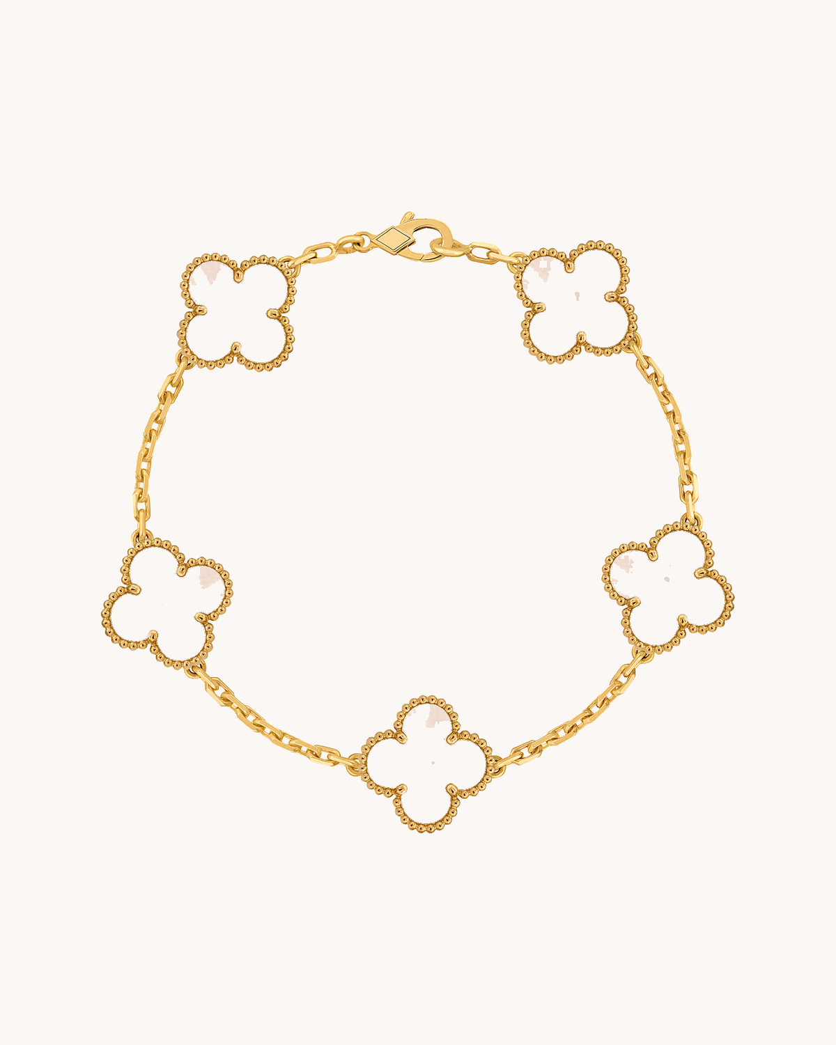 Mayceline Four Leaf Clover Bracelet — 18K Yellow Gold, Mother of Pearl