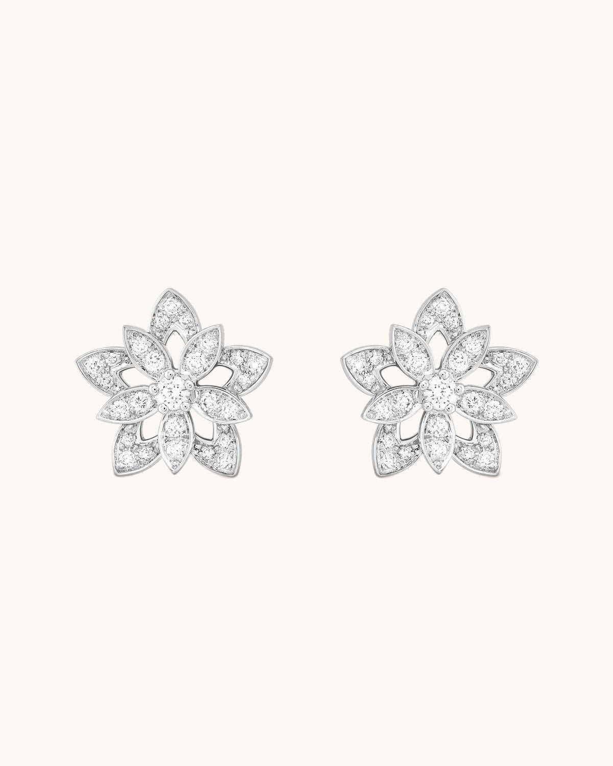 Mayceline Lotus Bloom Earrings, Mini Model — Diamond 18K white gold
