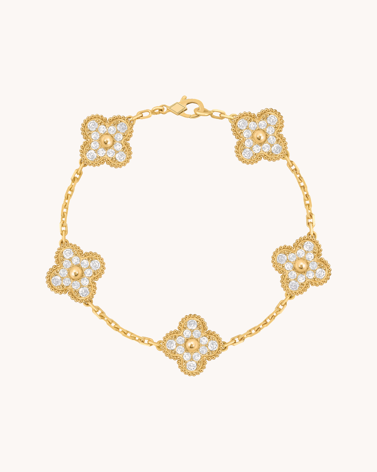 Mayceline Four Leaf Clover Bracelet — Diamond 18K Yellow Gold