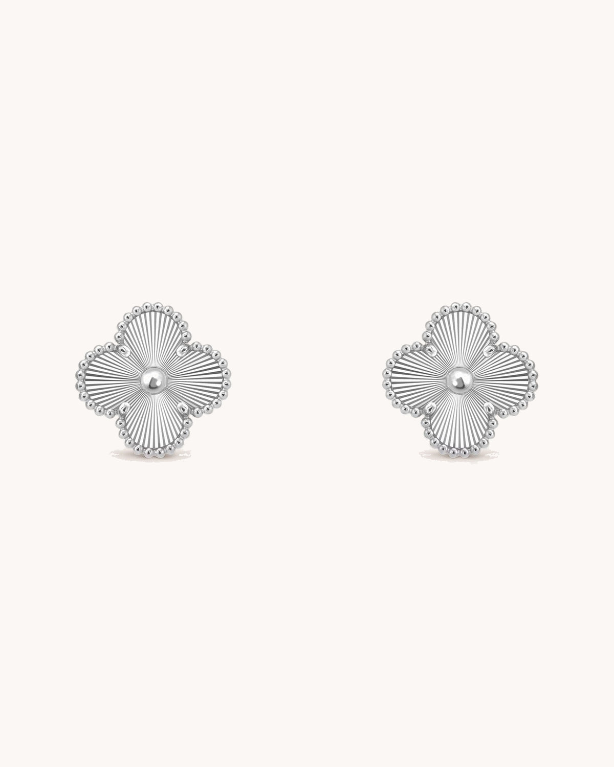 Mayceline Four Leaf Clover Earrings — 18K white gold