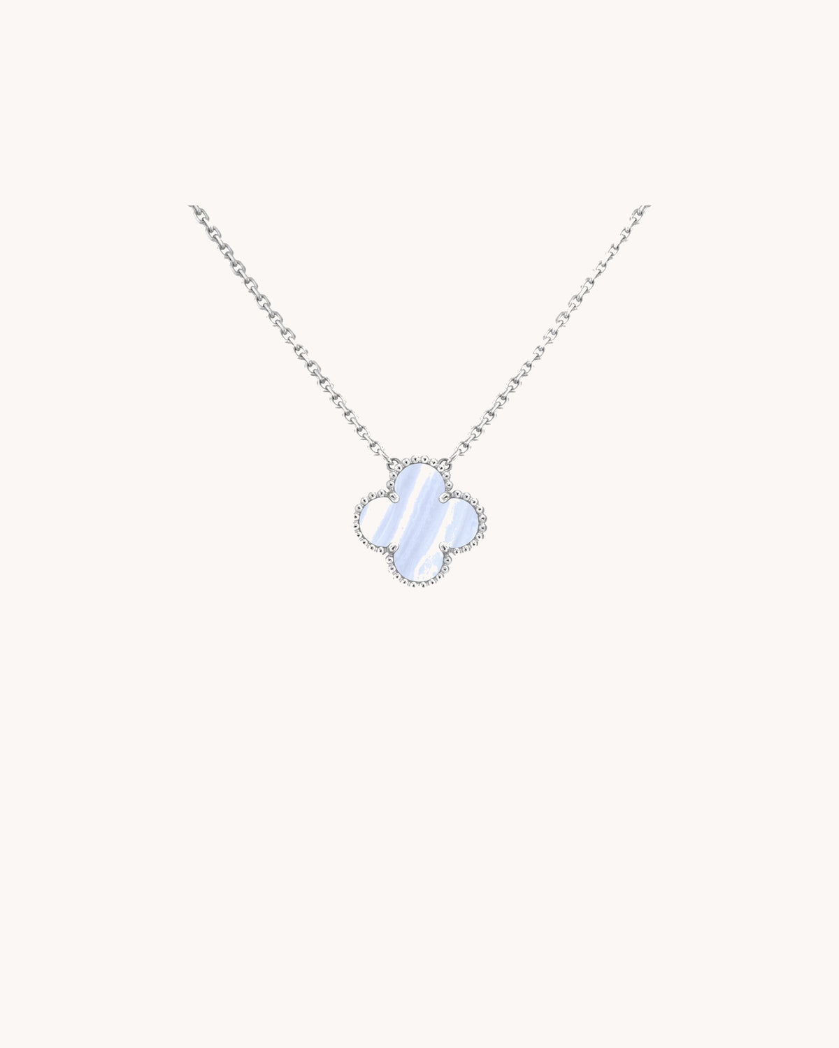 Mayceline Four Leaf Clover Necklace — 18K White Gold, Chalcedony — image 1