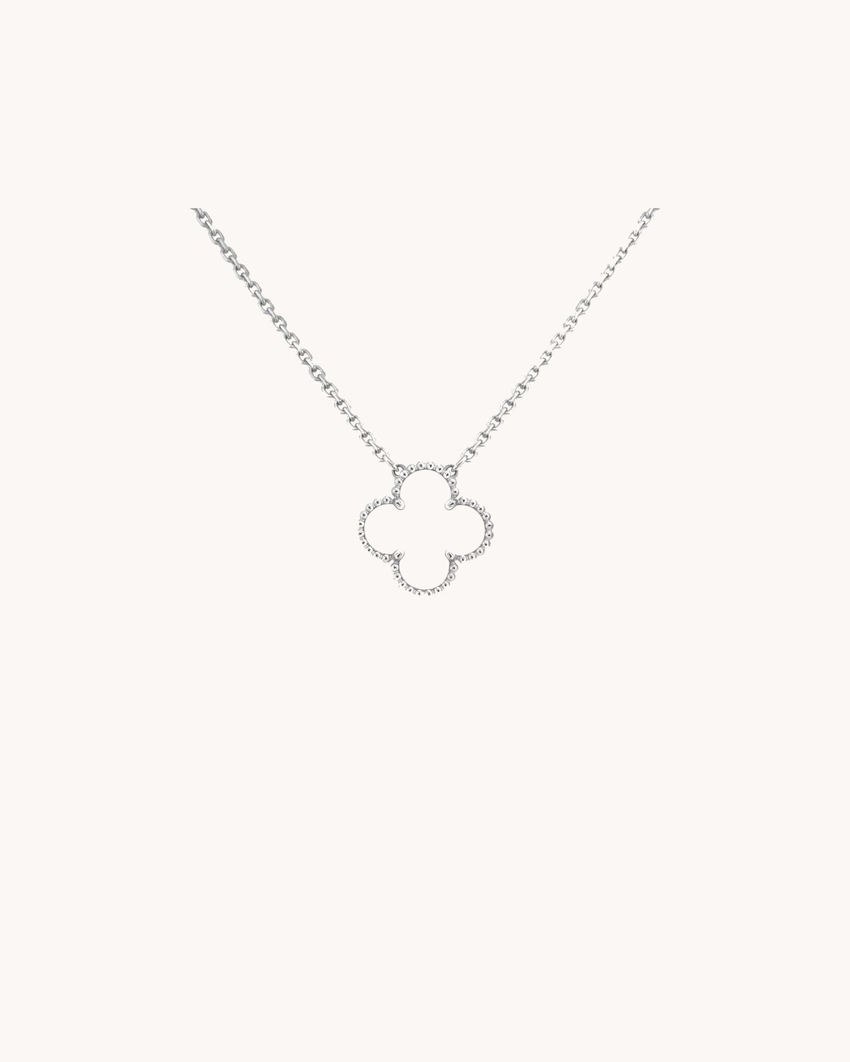 Mayceline Four Leaf Clover Necklace — 18K White Gold, Mother of Pearl — image 1