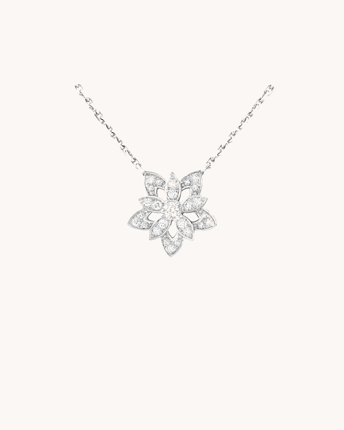 Mayceline Lotus Bloom Necklace, Mini Model — Diamond 18K White Gold — image 1