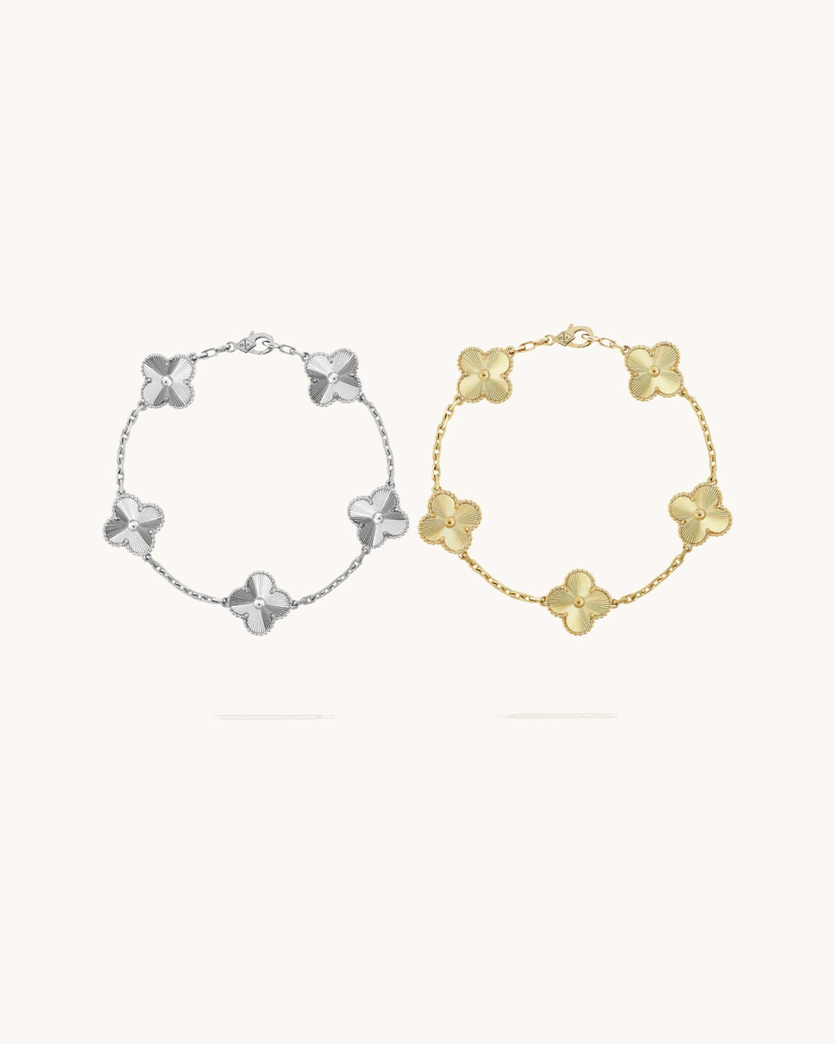 2-Piece Clover Bracelet Set - Silver/Gold