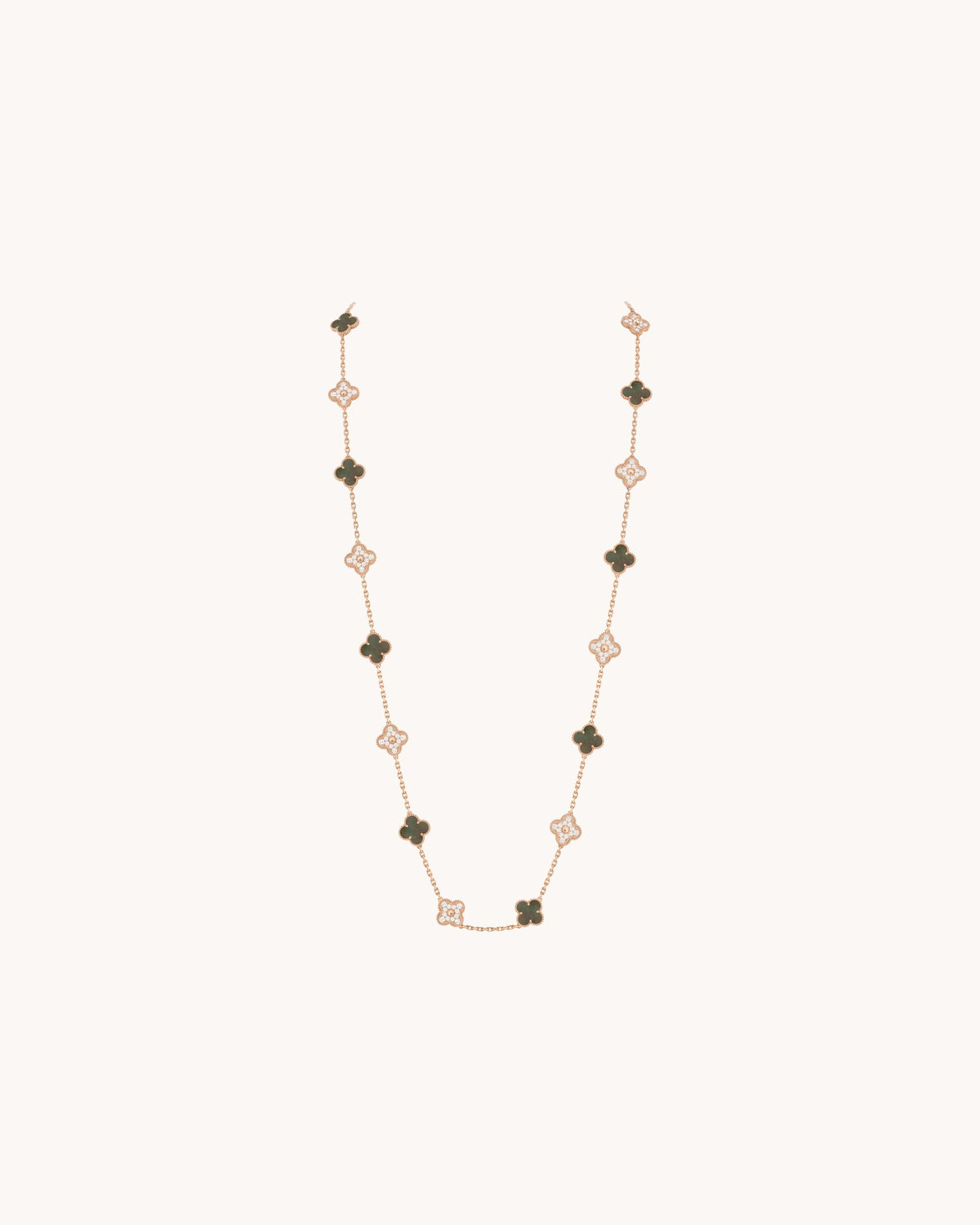 Mayceline Four Leaf Clover Necklace, 20 Motifs — 18K Rose Gold, Diamond, Mother-of-pearl — image 1