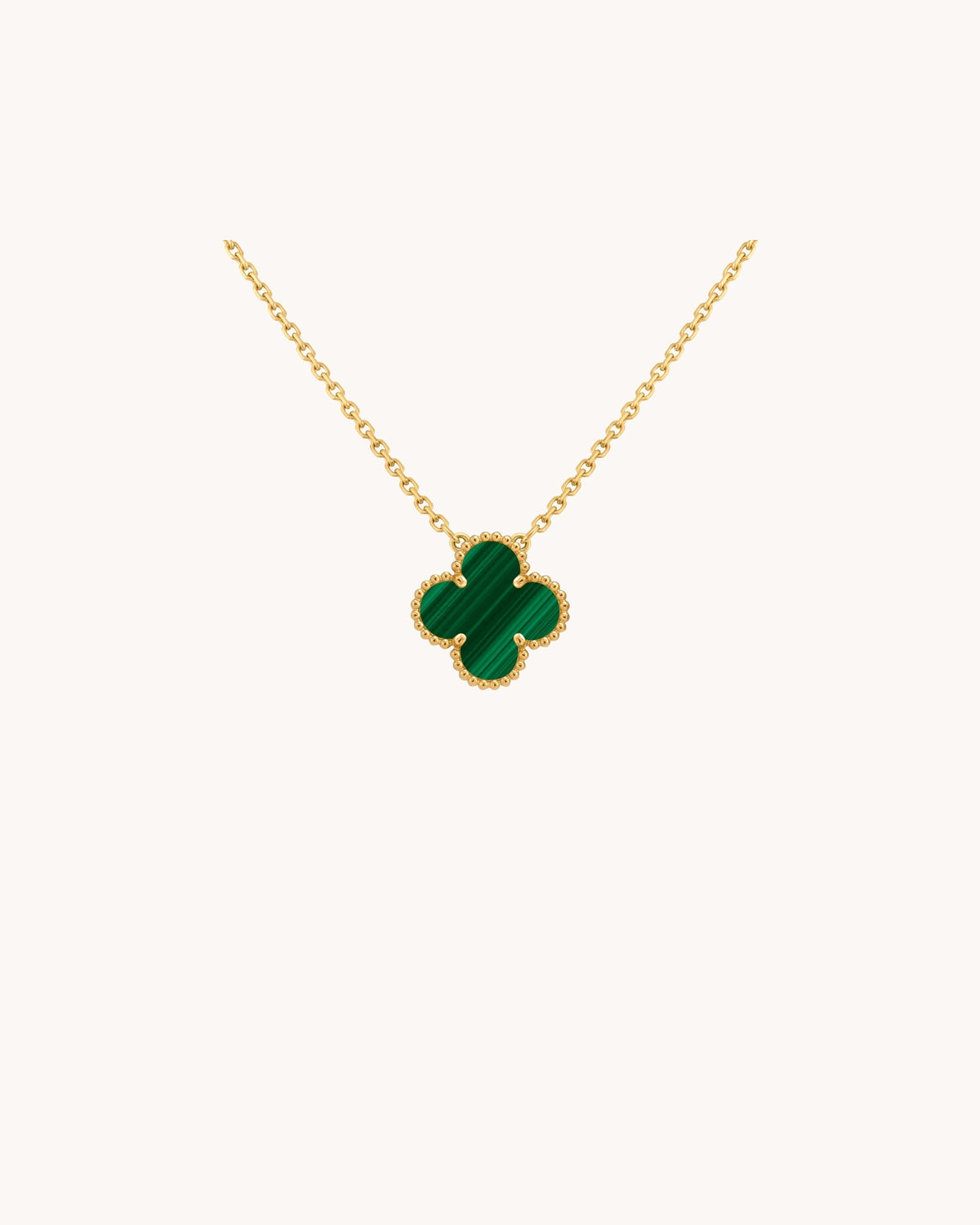 Mayceline Four Leaf Clover Necklace — 18K Yellow Gold, Malachite — image 1