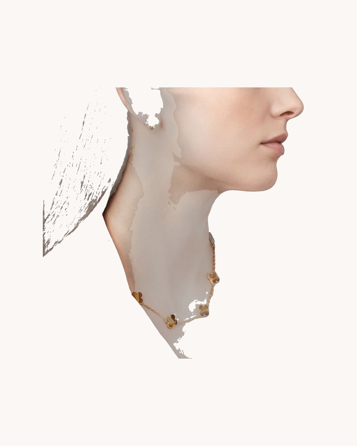 Mayceline Four Leaf Clover Necklace, 10 Motifs — 18K Yellow Gold, Tiger Eye — image 2