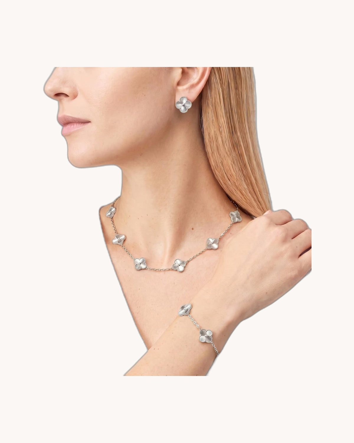 Mayceline Four Leaf Clover Earrings — 18K white gold