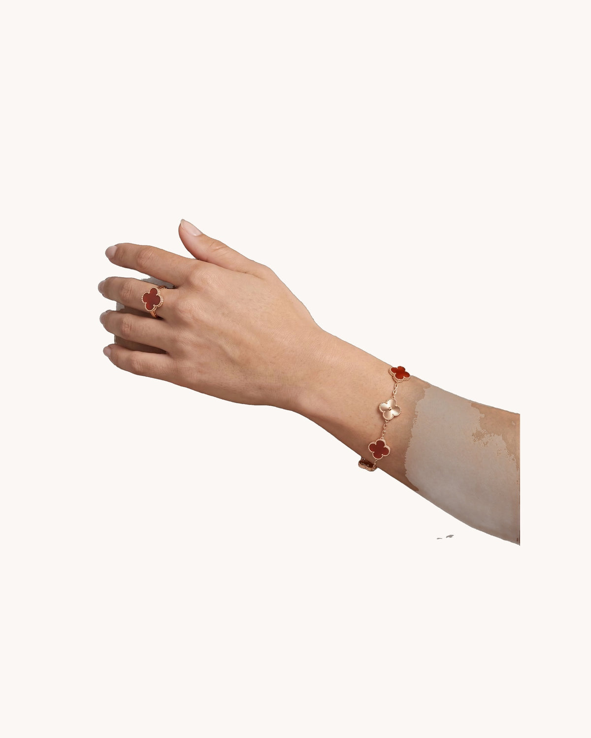 Mayceline Four Leaf Clover Bracelet — 18K Rose Gold Clover X Carnelian — image 2