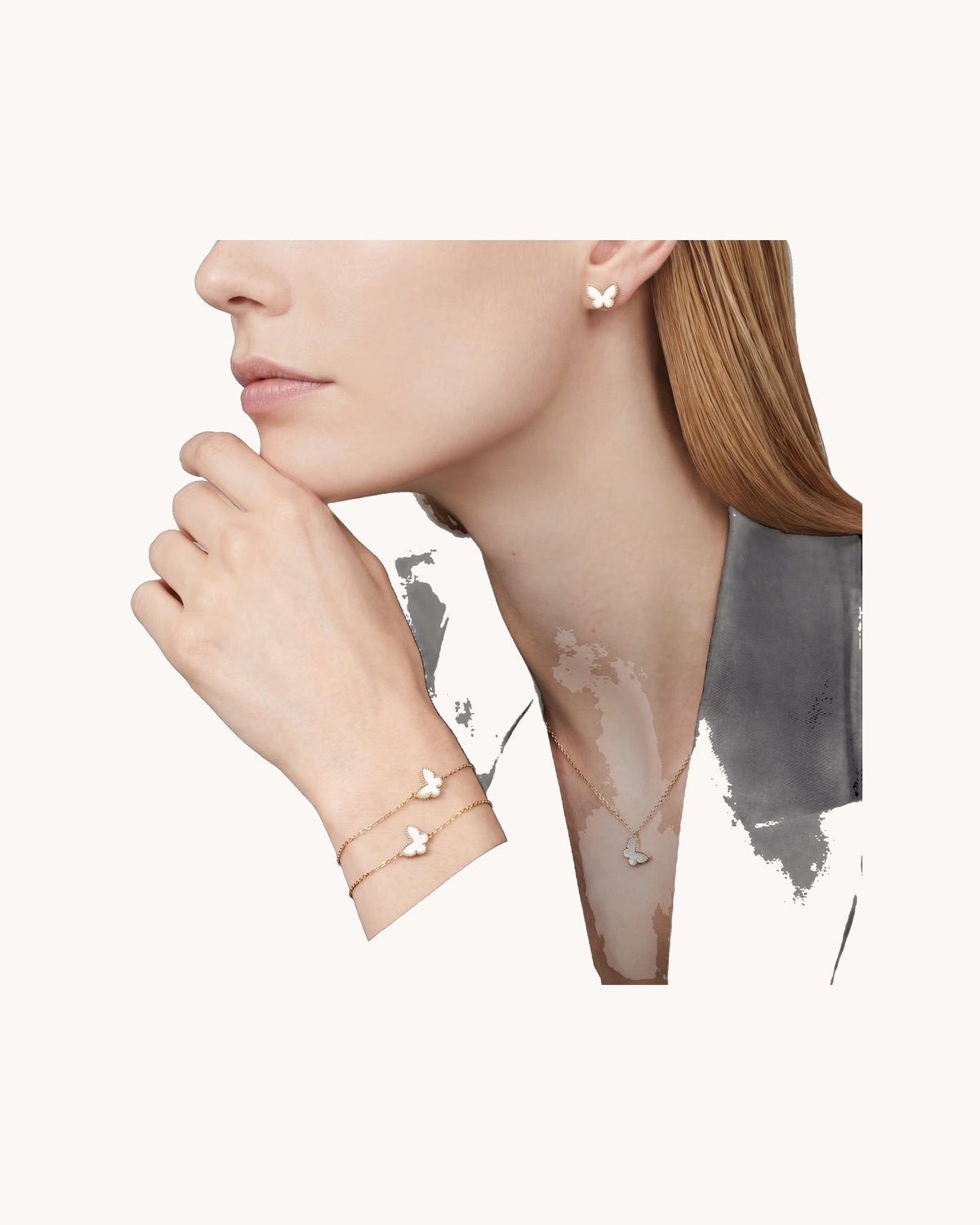 Mayceline Butterfly Bloom Necklace — 18K Yellow Gold, Mother of Pearl — image 2