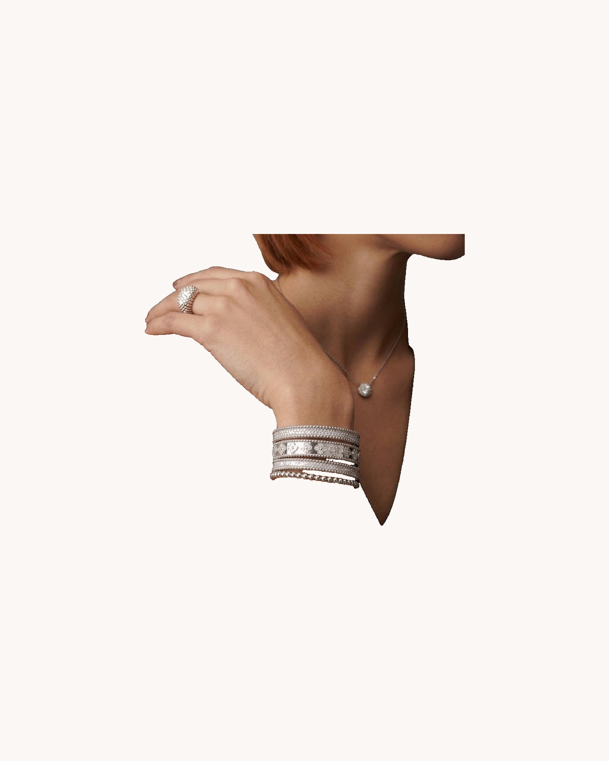 Mayceline Mille Four Leaf Clover Bracelet, Medium — Diamond 18K White Gold