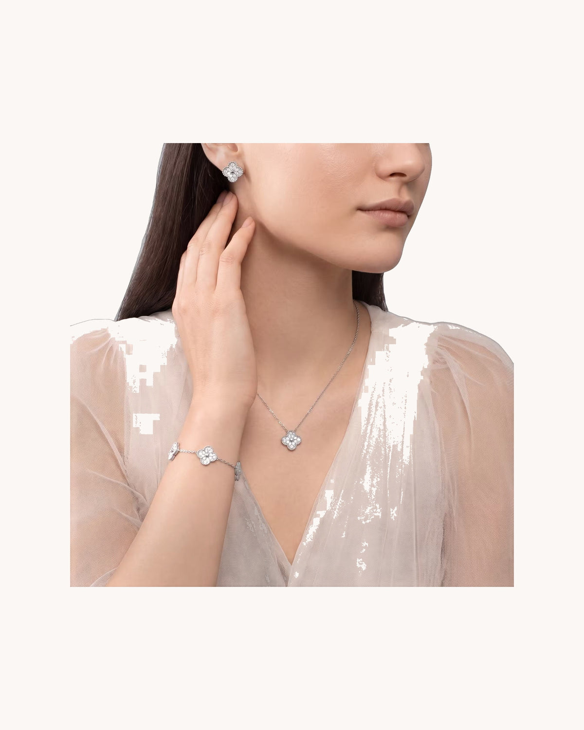 Mayceline Four Leaf Clover Necklace — Diamond 18K White Gold — image 2