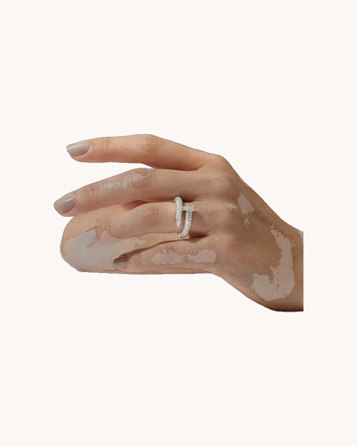 Mayceline Linéa Clou Pavé Ring — White Gold