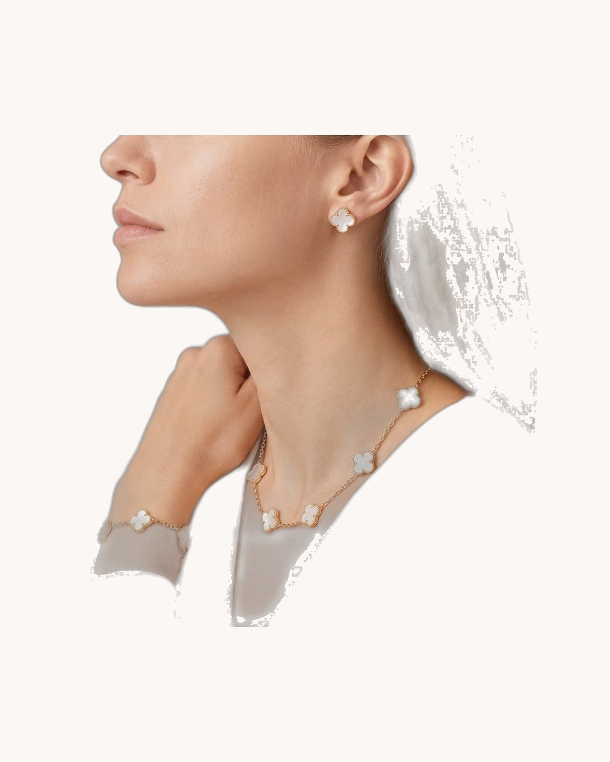 Mayceline Four Leaf Clover Earrings — 18K yellow gold, Mother of pearl