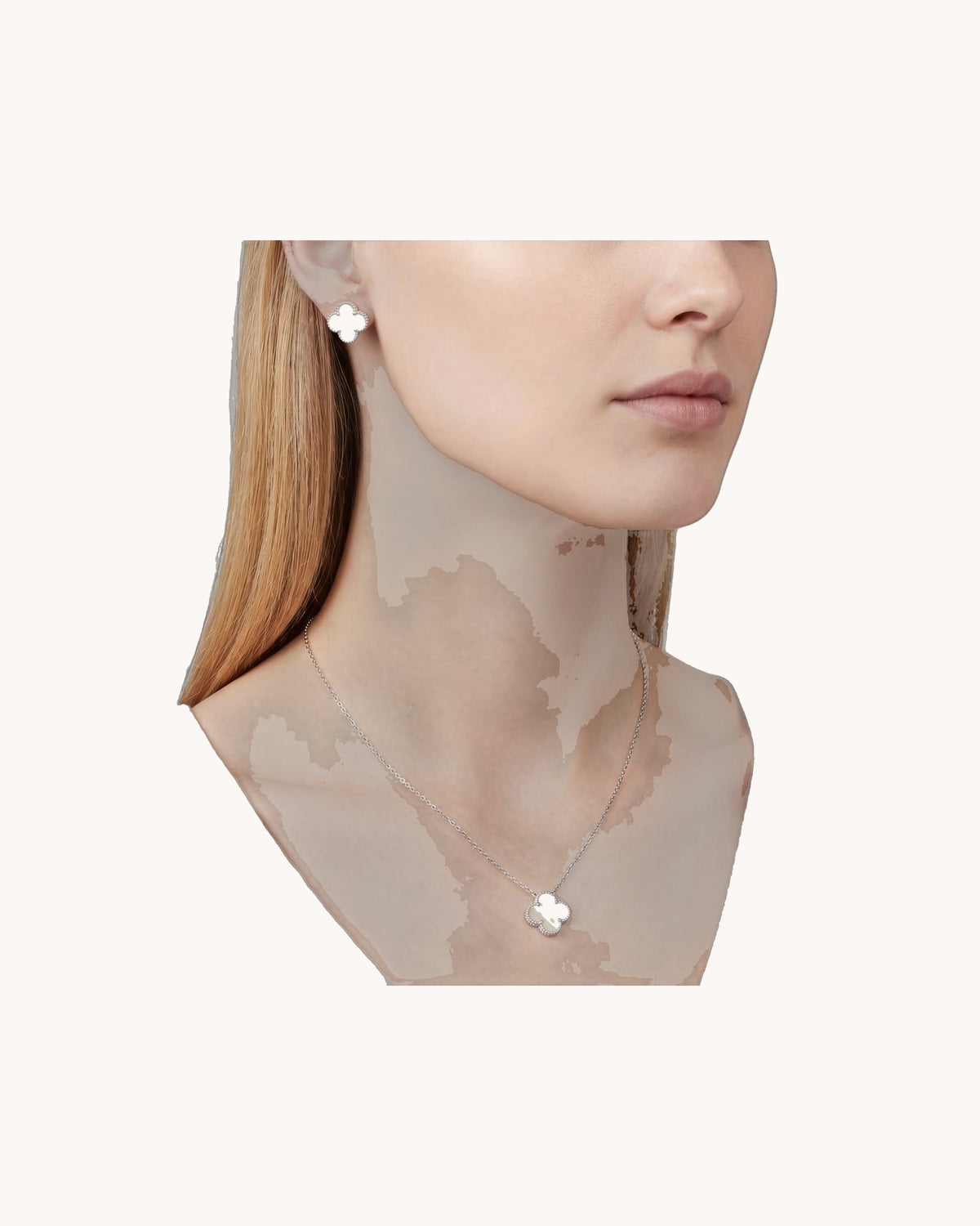 Mayceline Four Leaf Clover Necklace — 18K White Gold, Mother of Pearl — image 2