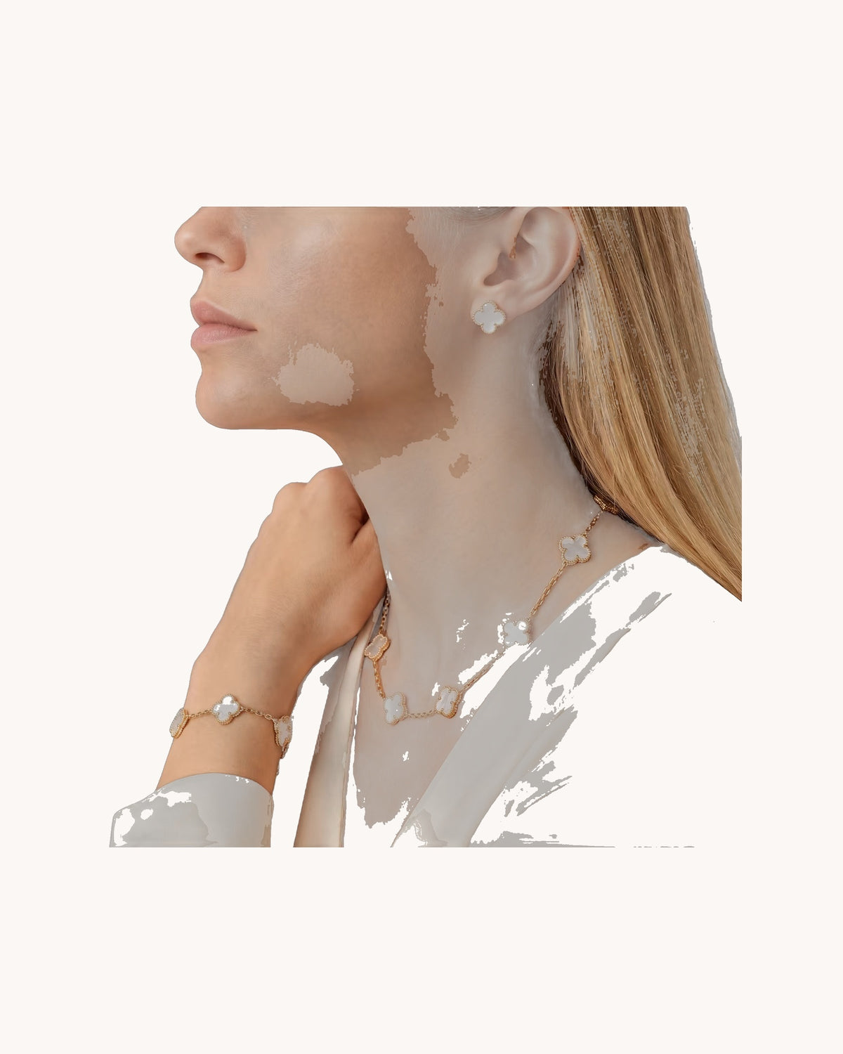 Mayceline Four Leaf Clover Necklace, 10 Motifs — 18K Yellow Gold, Mother of Pearl — image 2