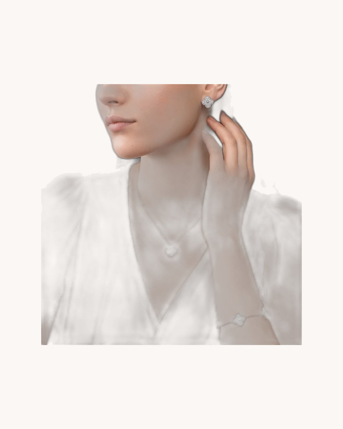 Mayceline Four Leaf Clover Earrings — Diamond 18K white gold