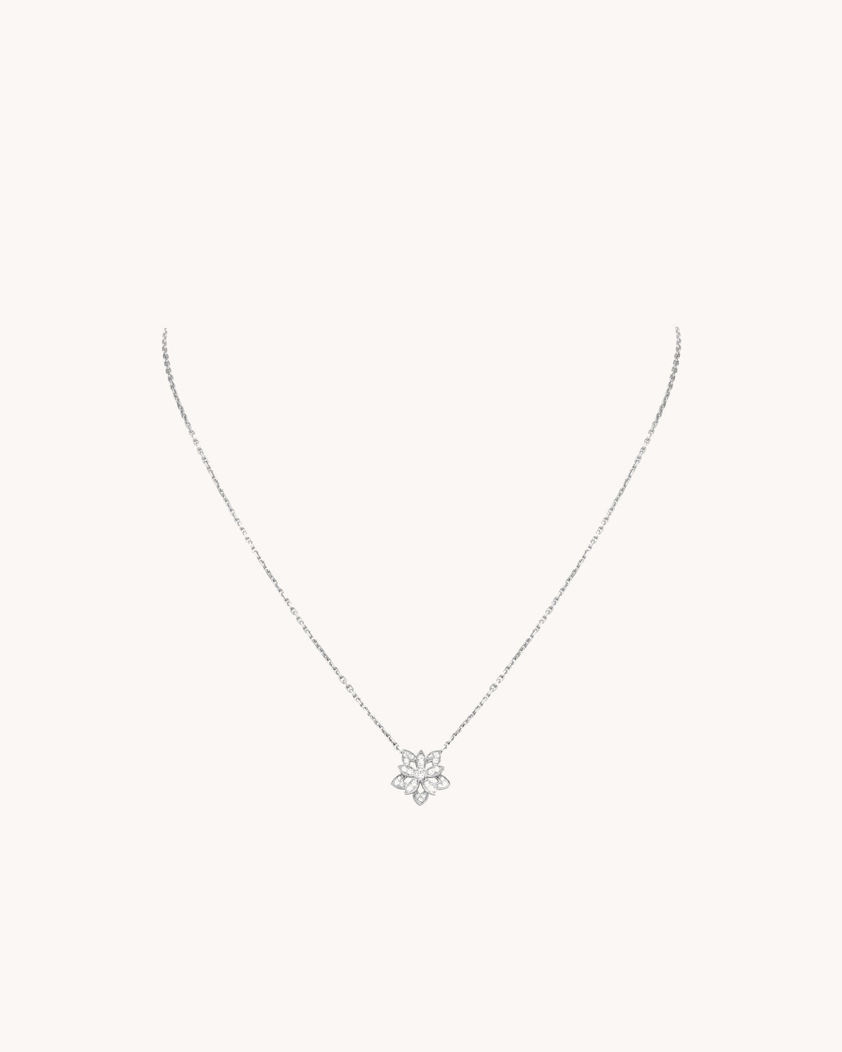 Mayceline Lotus Bloom Necklace, Mini Model — Diamond 18K White Gold — image 2