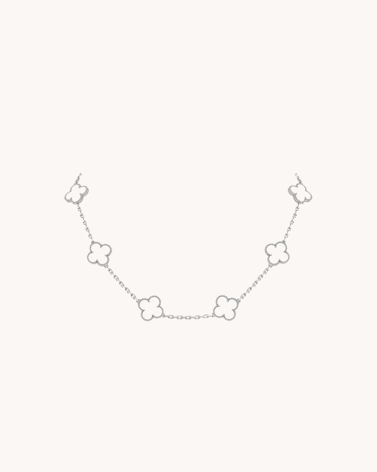 Mayceline Four Leaf Clover Necklace, 10 Motifs — 18K White Gold, Mother of Pearl — image 3