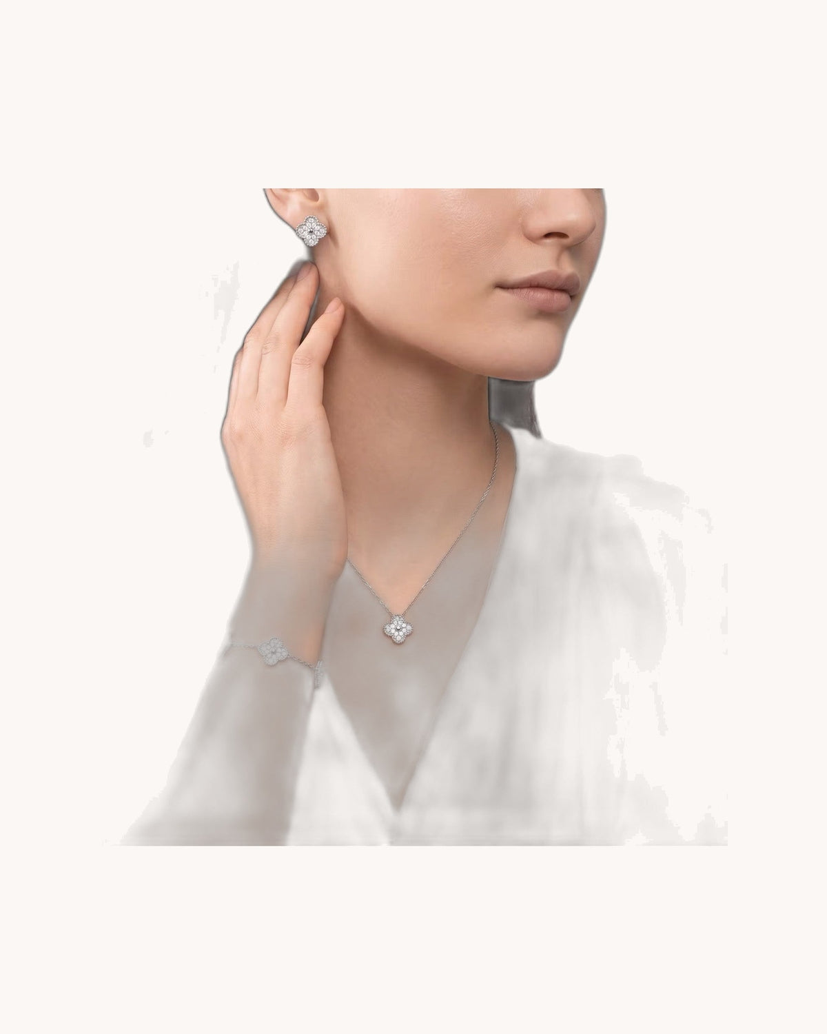Mayceline Four Leaf Clover Earrings — Diamond 18K white gold