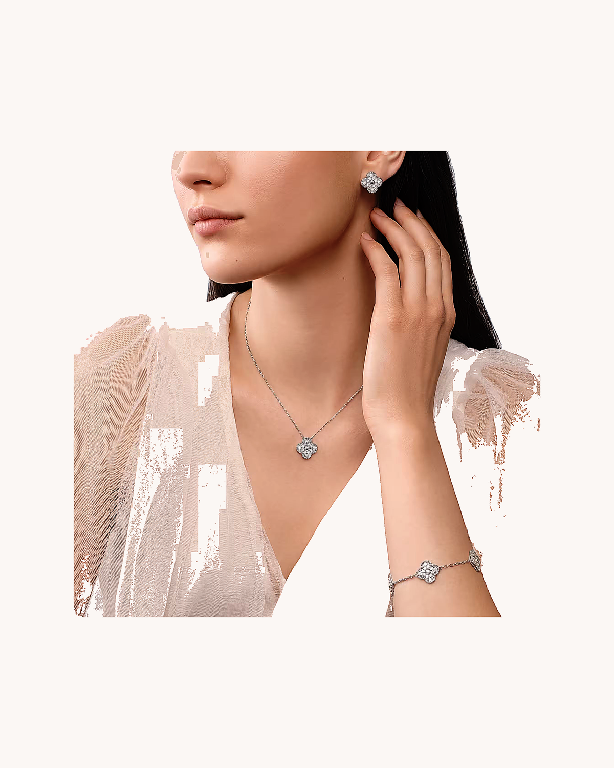 Mayceline Four Leaf Clover Bracelet — Diamond 18K White Gold