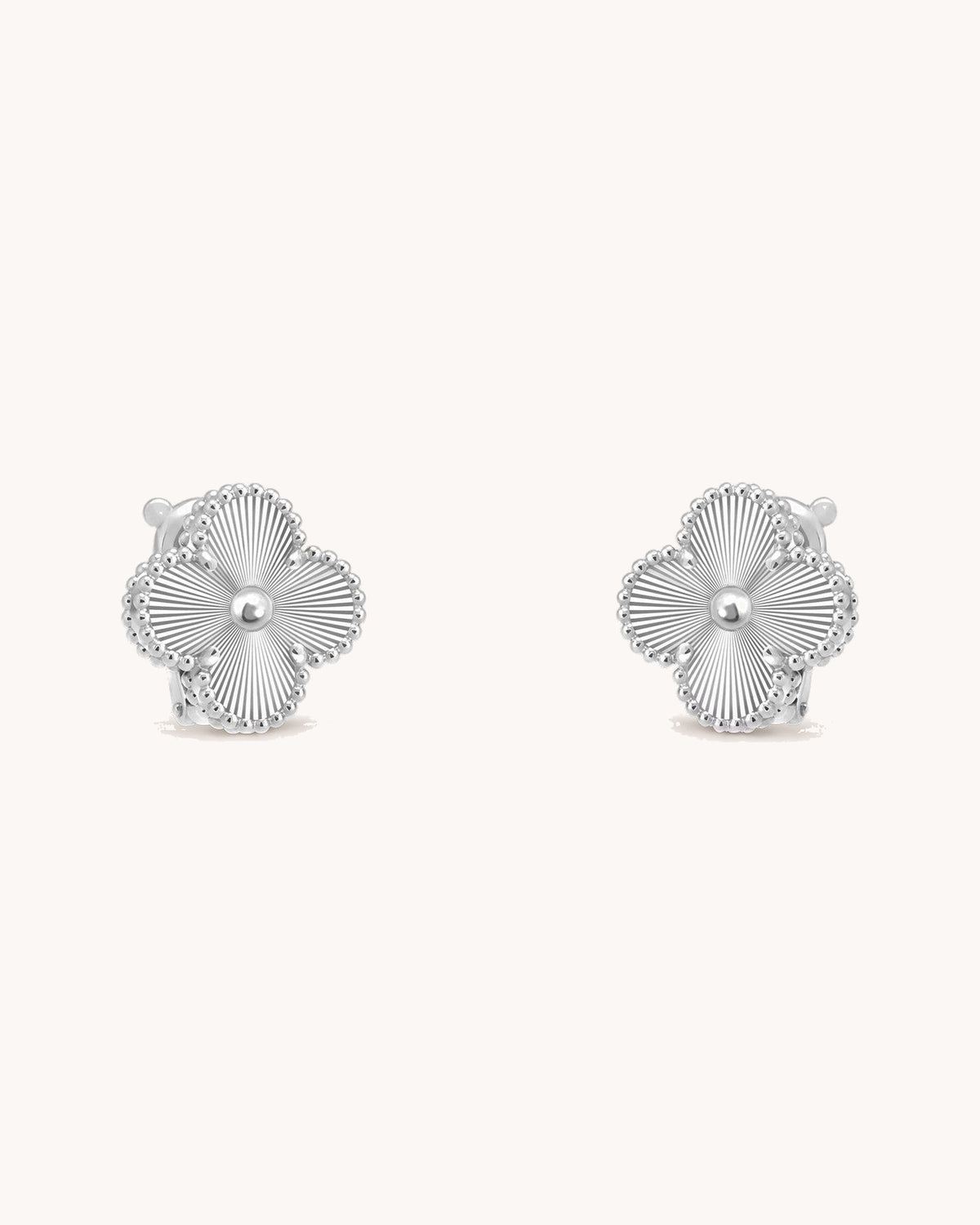 Mayceline Four Leaf Clover Earrings — 18K white gold