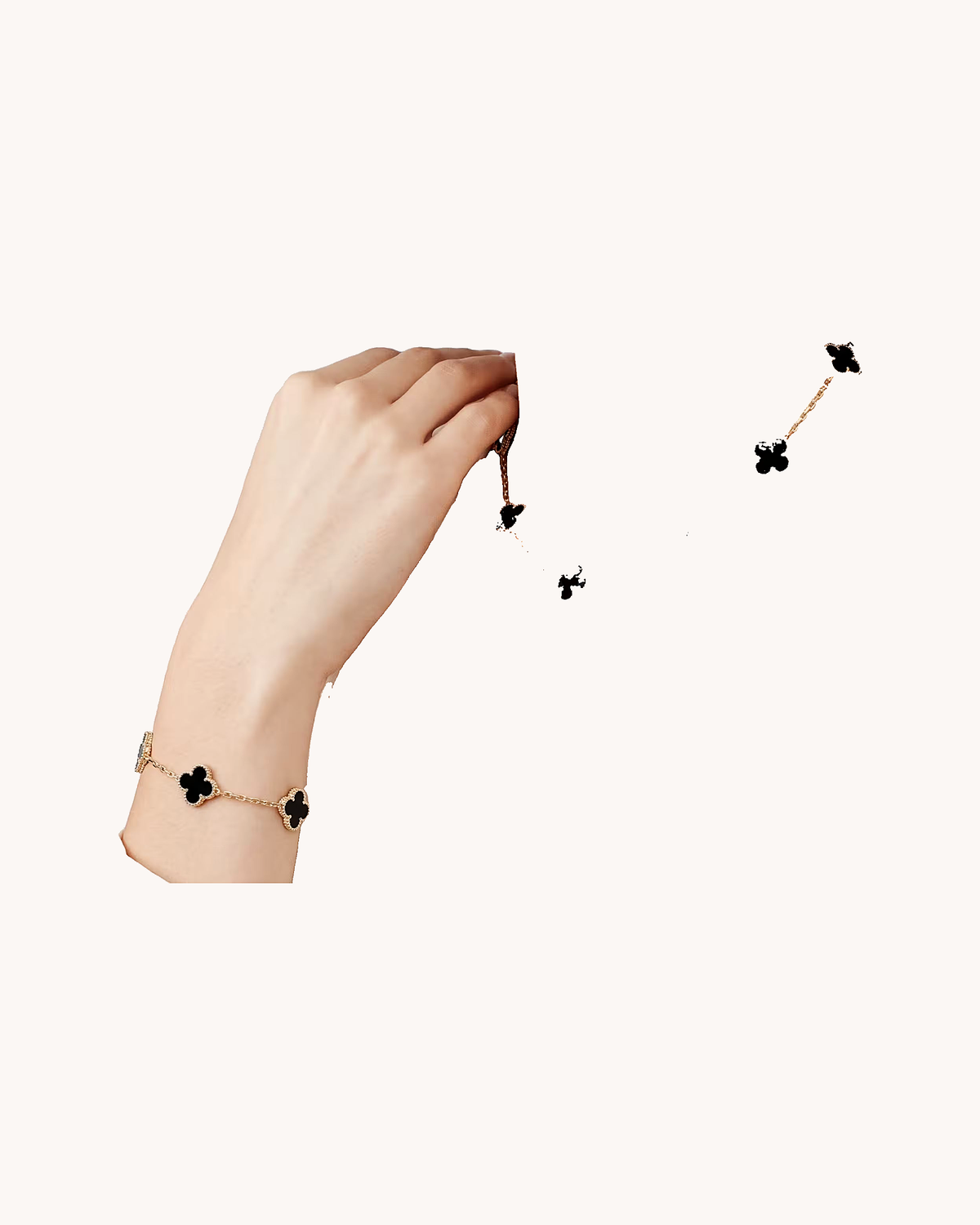 Mayceline Four Leaf Clover Bracelet — 18K Yellow Gold, Onyx