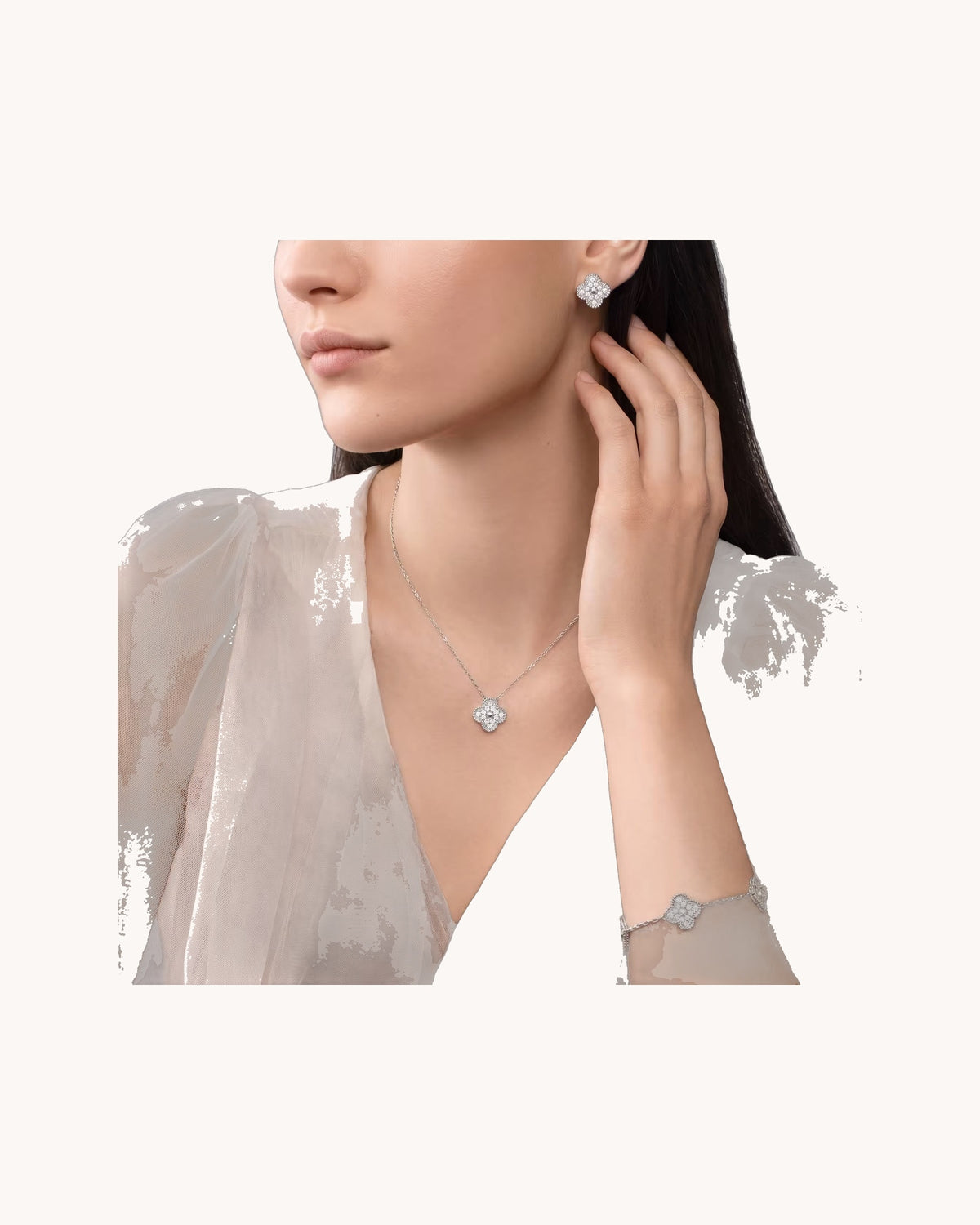 Mayceline Four Leaf Clover Necklace — Diamond 18K White Gold — image 3