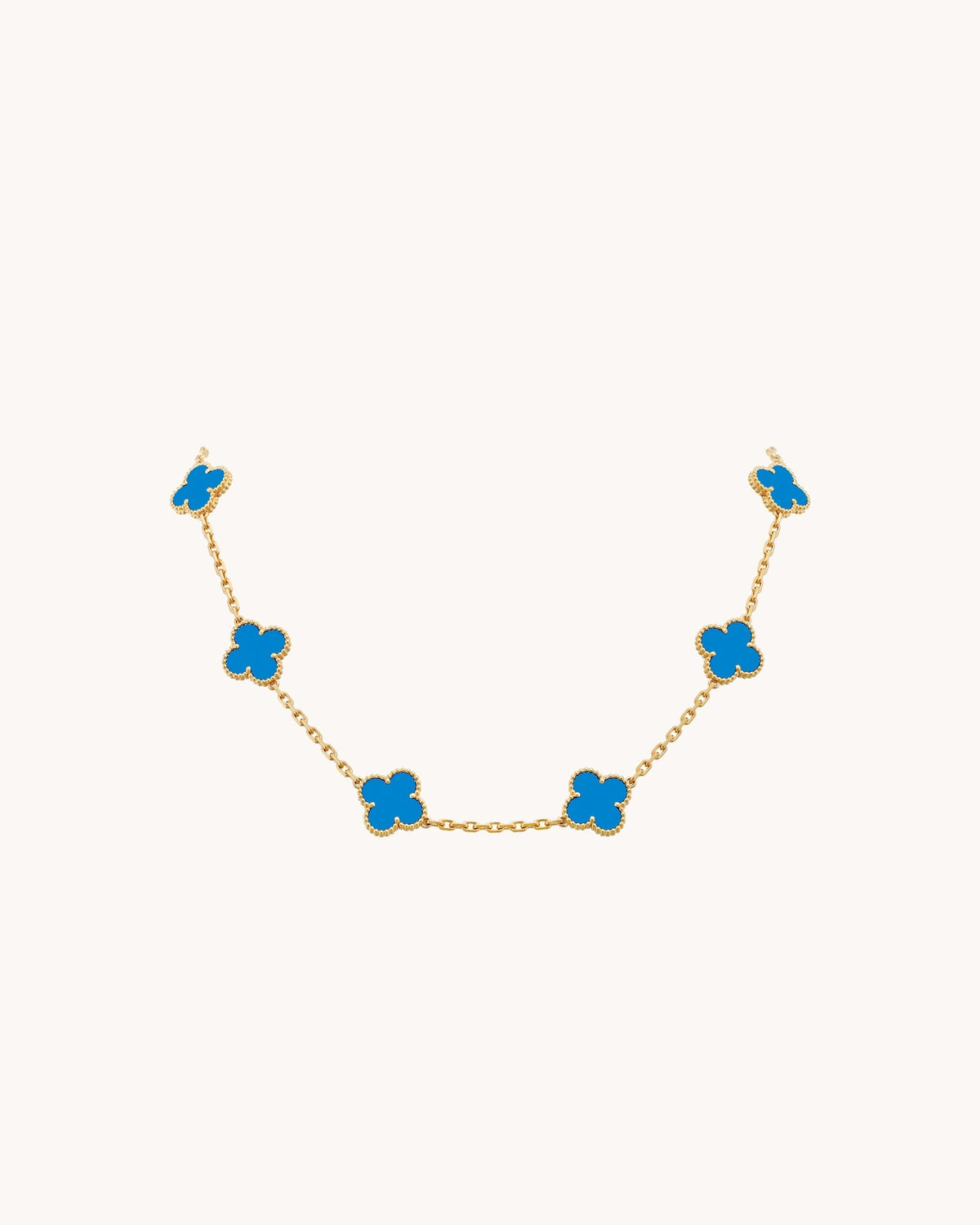 Mayceline Four Leaf Clover Necklace, 10 Motifs — 18K Yellow Gold, Agate — image 3