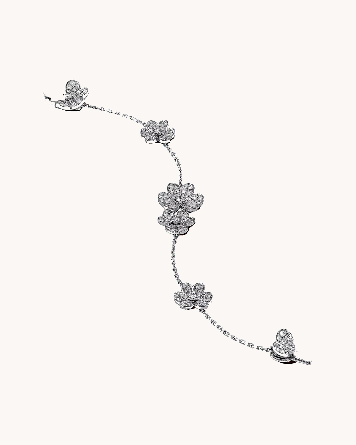 Mayceline Fleur de Lumière Pendant Bracelet, 5 Flowers — Diamond 18K White Gold