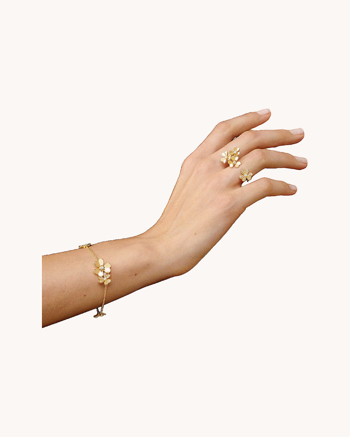 Mayceline Fleur de Lumière Bracelet, 5 Flowers — Diamond 18K Yellow Gold